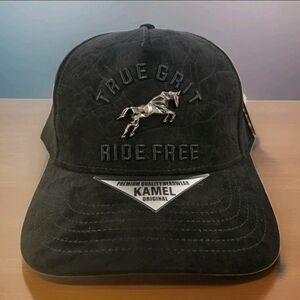 Kamel Men's Hat True Grit Ride Free, Rodeo, Soft Suede Feel Black One Size